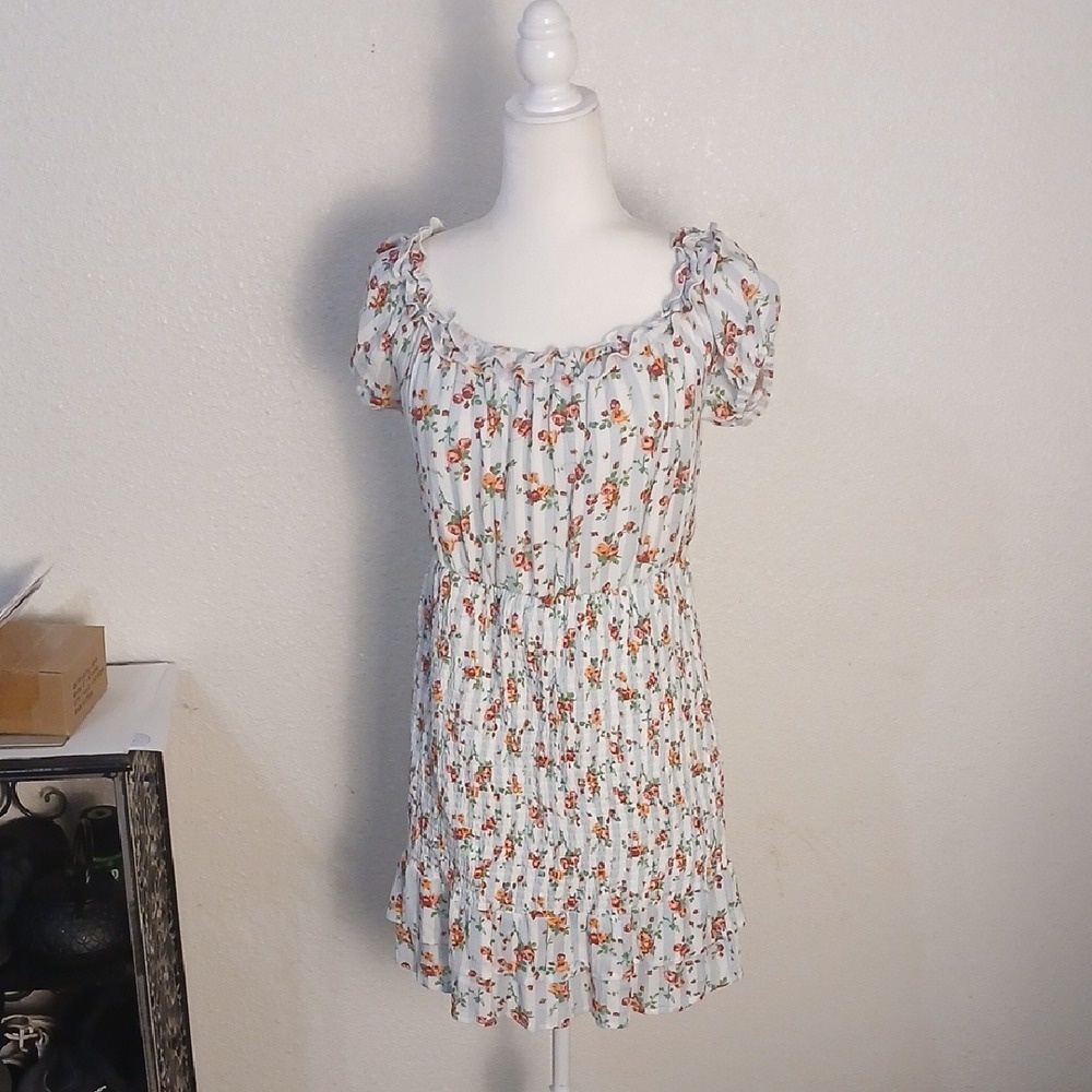 Peach Love California Floral Ruffle Dress